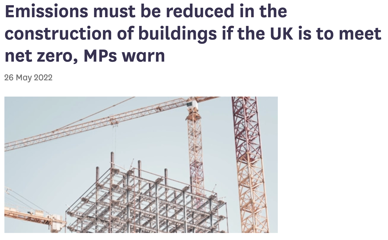 Building to net zero: costing carbon in construction – Environmental audit committee report